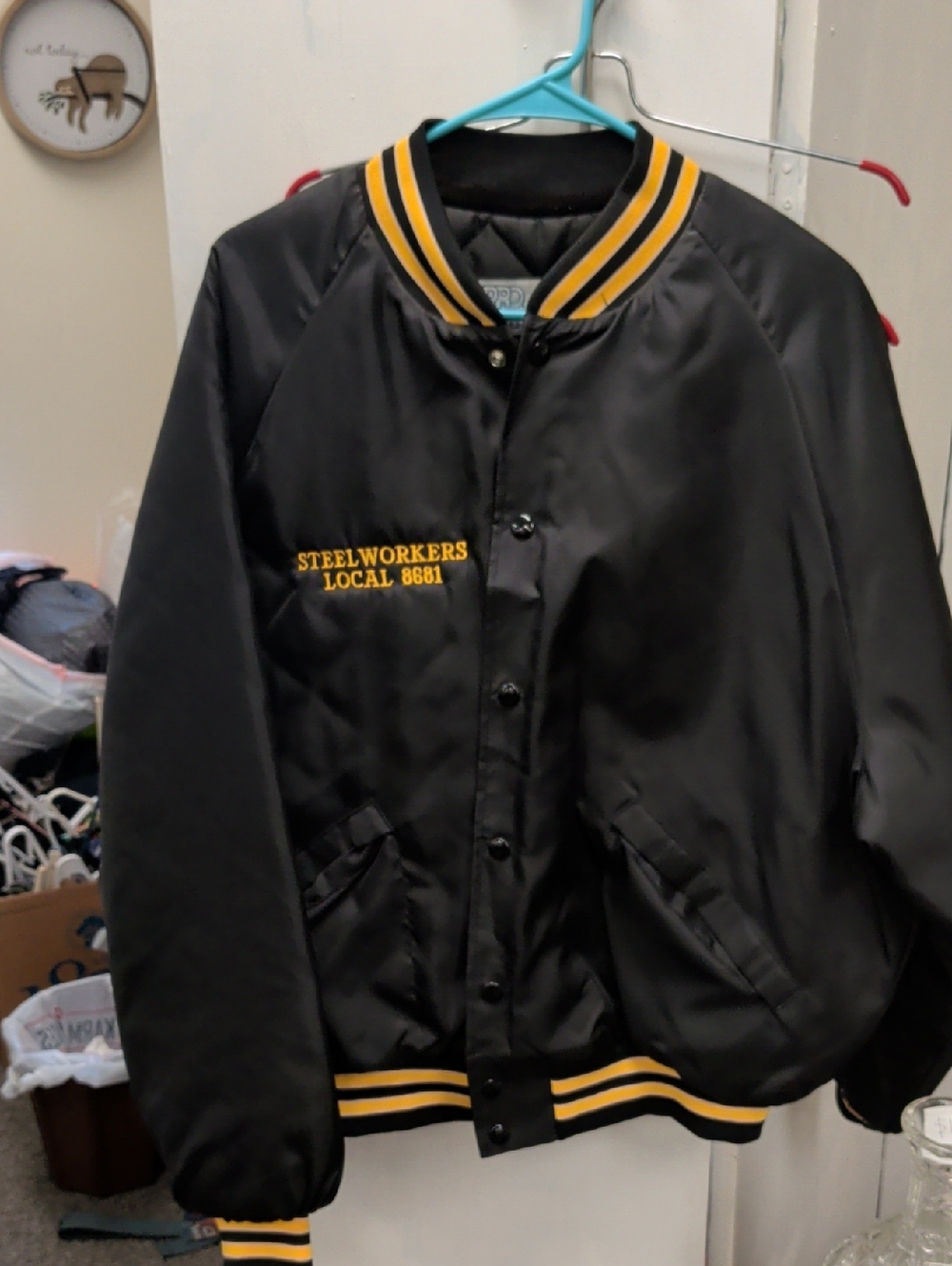 Black & Yellow Steelworkers Embroidered Bomber Jacket